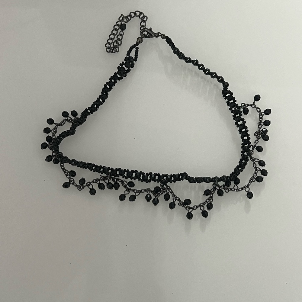 Black Beaded Choker Necklace - Picture 3 of 5